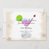 かわいい新しい海の貝とカクテルの誕生日パーティーI 招待状 (正面)
