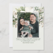 かわいい新しい赤ちゃんの写真のリース　クリスマスの奇跡 シーズンカード (裏面)