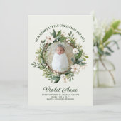 かわいい新しい赤ちゃんの写真の花輪　クリスマスの奇跡 シーズンカード (スタンド正面)