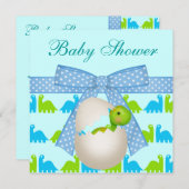 かわいい新しく生まれた赤ちゃん恐竜のベビーシャワー 招待状 (正面/裏面)