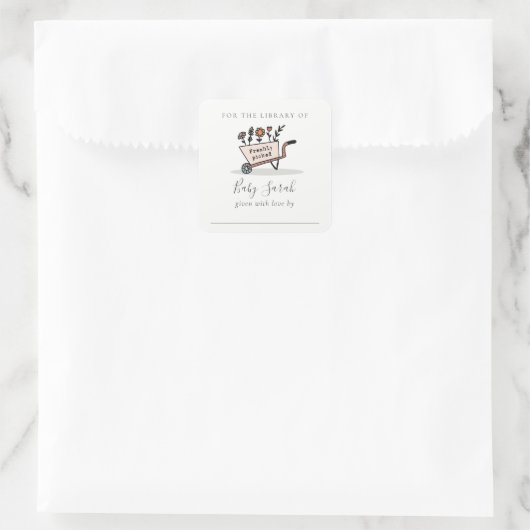 かわいい新しく選んだ赤面フローラカートベビーライブラリ スクエアシール (バッグ)