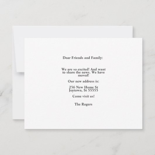 かわいい新住所 | 赤い家の虹の花と猫 案内状 (裏面)