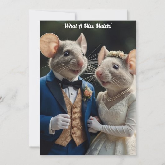 かわいい新婚ねずみの結婚式 招待状 (正面)