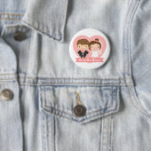 かわいい新婚カップル 缶バッジ (インサイチュ)
