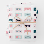 かわいい新婚夫妻ホワイトイニシャルズ ラッピングペーパーシート (インサイチュ)