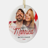 かわいい新婚者の写真私達の最初結婚した セラミックオーナメント (右)