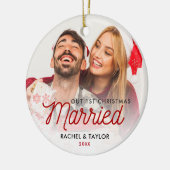 かわいい新婚者の写真私達の最初結婚した セラミックオーナメント (左)