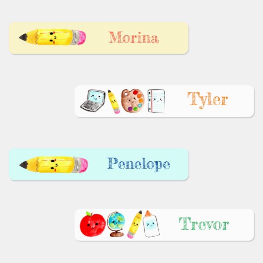 かわいい新学期の子のラベル ラベル (グループ)