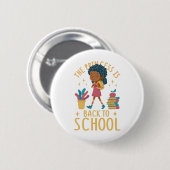 かわいい新学期プリンセスガールイラストレーション 缶バッジ (正面&裏面)