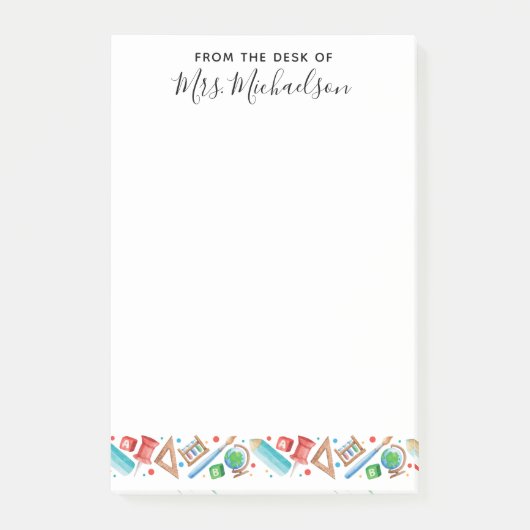 かわいい新学期ペンシルグローブ先生 ポストイット (正面)