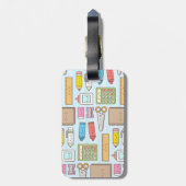 かわいい新学期用品の女の子パターン ラゲッジタグ (裏面縦)