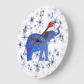 かわいい新年のエレファントアートウォールクロック ラージ壁時計 (傾斜)