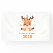 かわいい新年パーティーバナー 2026