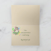 かわいい新年フクロウのユーモア水彩鳥 シーズンカード (内部)