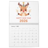 かわいい新年 2026 壁掛けカレンダー カレンダー (1月 2027)
