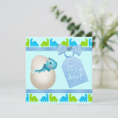 かわいい新生ベビー恐竜の赤ちゃんシャワー 招待状 (スタンド正面)