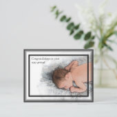 かわいい新生児おめでとうはがき ポストカード (スタンド正面)