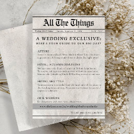 かわいい新聞の結婚式の日詳細エンクロージャカード エンクロージャーカード