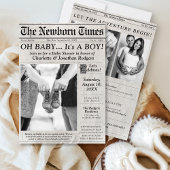 かわいい新聞写真オ男の赤ちゃんシャワー招待状 招待状