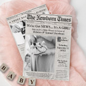 かわいい新聞写真ガールベビーシャワー招待状 招待状