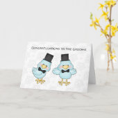 かわいい新郎の鳥たちゲイ結婚メンズおめでとう カード (黄色い花)