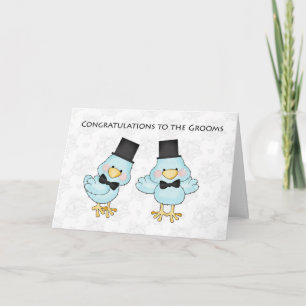 かわいい新郎の鳥たちゲイ結婚メンズおめでとう カード