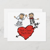 かわいい新郎パーソナライズされたハートデートを保存 案内ポストカード (正面/裏面)