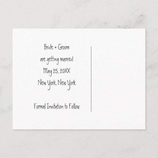 かわいい新郎パーソナライズされたハートデートを保存 案内ポストカード (裏面)