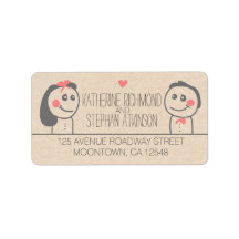 かわいい新郎新婦のイラストレーションウェディングラベル