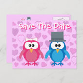 かわいい新郎新婦のフールは日付を結婚保存 案内ポストカード (正面/裏面)