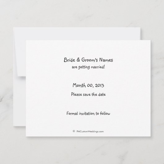 かわいい新郎新婦は日付カードを救います セーブザデート (裏面)