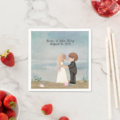 かわいい新郎新婦オンビーチ スタンダードカクテルナプキン (インサイチュ)