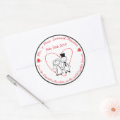 かわいい新郎新婦スティックフィギュア封筒用シール ラウンドシール (封筒)