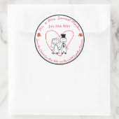 かわいい新郎新婦スティックフィギュア封筒用シール ラウンドシール (バッグ)