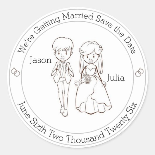 かわいい新郎新婦デートを守る ラウンドシール (正面)