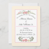 かわいい新郎新婦フローラ結婚式の誘い 招待状 (裏面)