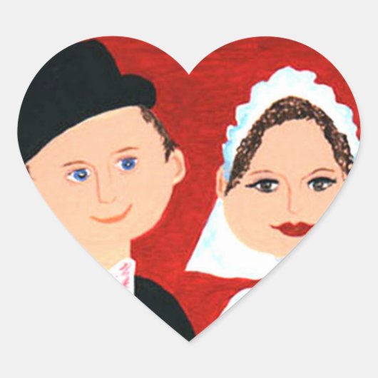 かわいい新郎新婦結婚のハート ハートシール (正面)