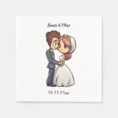 かわいい新郎新婦結婚の スタンダードカクテルナプキン (正面)
