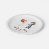 かわいい新郎新婦踊り図解入りの、写真付きのパーティー ペーパープレート (アングル)