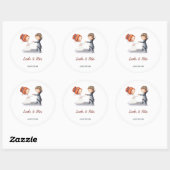 かわいい新郎新婦踊り結婚ズ ラウンドシール (シート)