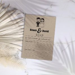 かわいい新郎新婦RSVPカード 出欠カード