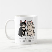 かわいい新郎猫パーソナライズされた名結婚前 コーヒーマグカップ (左)