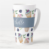 かわいい新鮮なアーバンウォーターのカラーイラストレーション カフェラテマグ (右アングル)