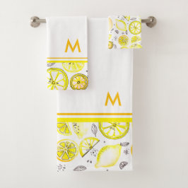 かわいい新鮮な夏のレモンドードルイエローラージ バスタオルセット