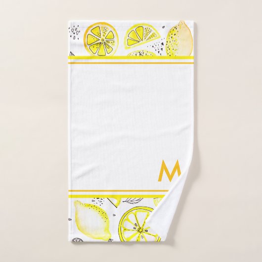 かわいい新鮮な夏のレモンドードルイエローラージ バスタオルセット (ハンドタオル)