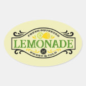 かわいい新鮮な絞りレモネードのワードアート 楕円形シール (正面)