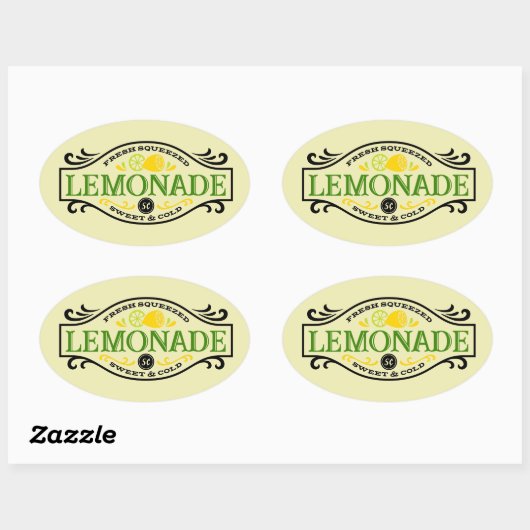 かわいい新鮮な絞りレモネードのワードアート 楕円形シール (シート)