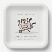 かわいい新鮮な赤面フローラカート赤ちゃんシャワー ペーパープレート (正面)