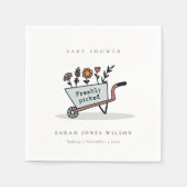 かわいい新鮮な選び立ての青いフローラカート赤ちゃんシャワー スタンダードカクテルナプキン (正面)