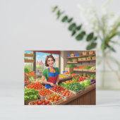 かわいい新鮮な野菜の屋台 ポストカード (スタンド正面)